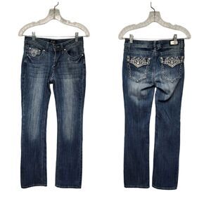Earl Jeans Slim Boot Rhinestones Embroidered Accentd Jeans Size 2